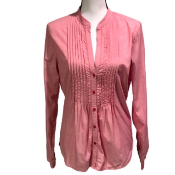 Victoria Secret Pleated Red Front Button up Blouse Size Small - Picture 6 of 12